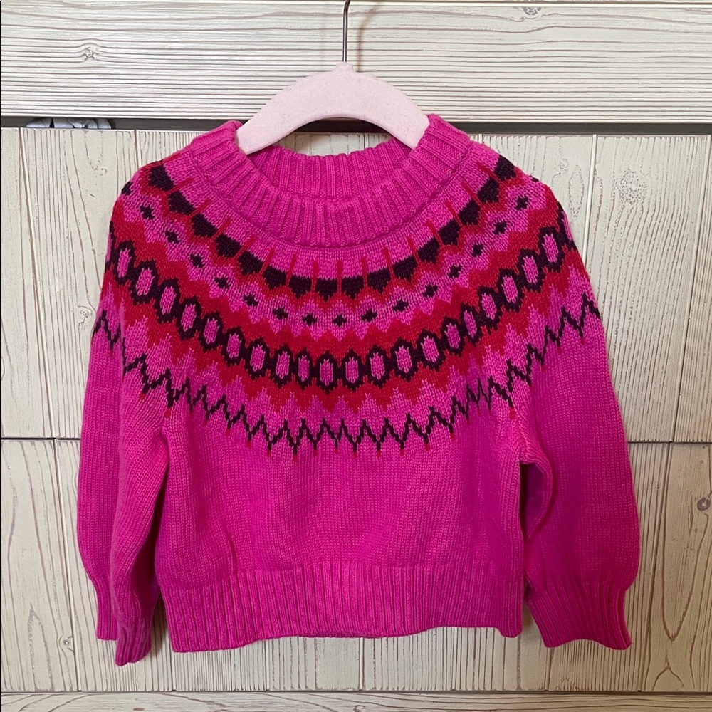 GAP Kids Size 3T Pink and Navy Patterned Toddler Girl Sweater